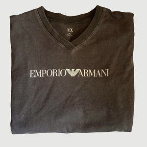 Emporio Armani black with white logo tee shirt. Size XL.
